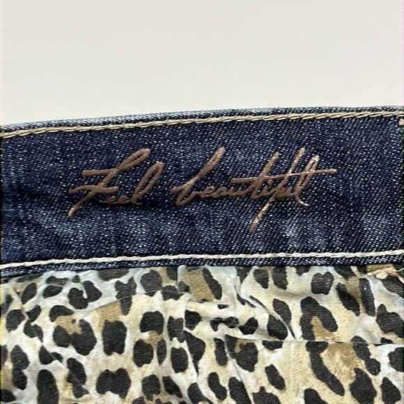 White House Black Market Noir Boot Leg Faded Embroidered Rhinestones Pockets- 8R - Picture 12 of 15